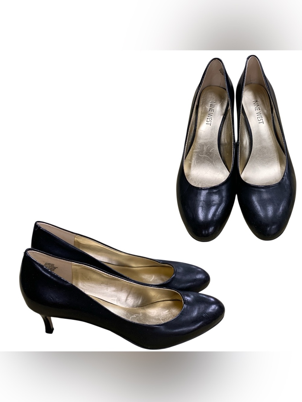 Nine West Black Leather Low Heel Pumps S6.5